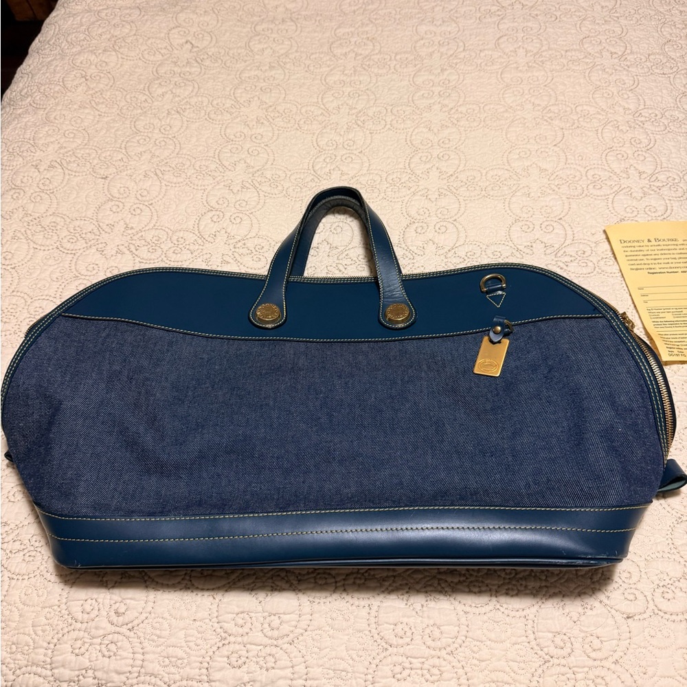 Dooney & Bourke Blue Denim and Leather Travel Bag vintage
